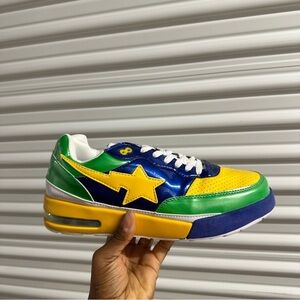 Vintage y2k bape roadsta sneakers shoe green white blue yellow mens 9 NEW